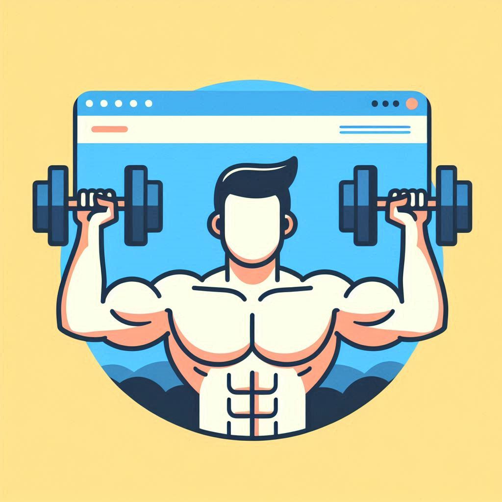image of a weight lifter on a website. Shows a website that is in great shape.